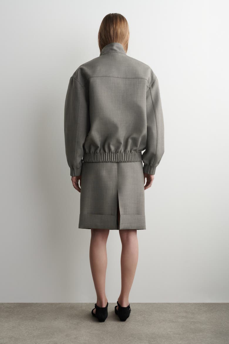 Turn-up Wool-blend Pencil Skirt, Alternate, color, TAUPE MELANGE