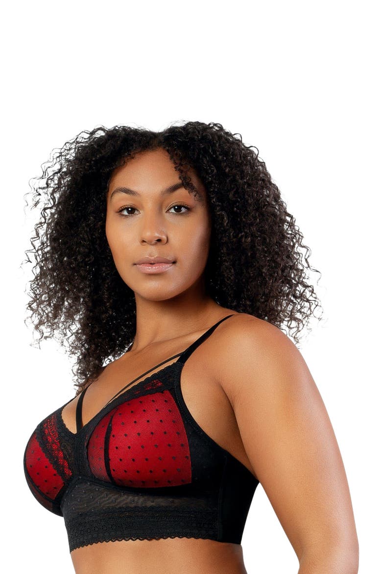 Mia Wire-Free Padded Mesh Bralette, Alternate, color, Black