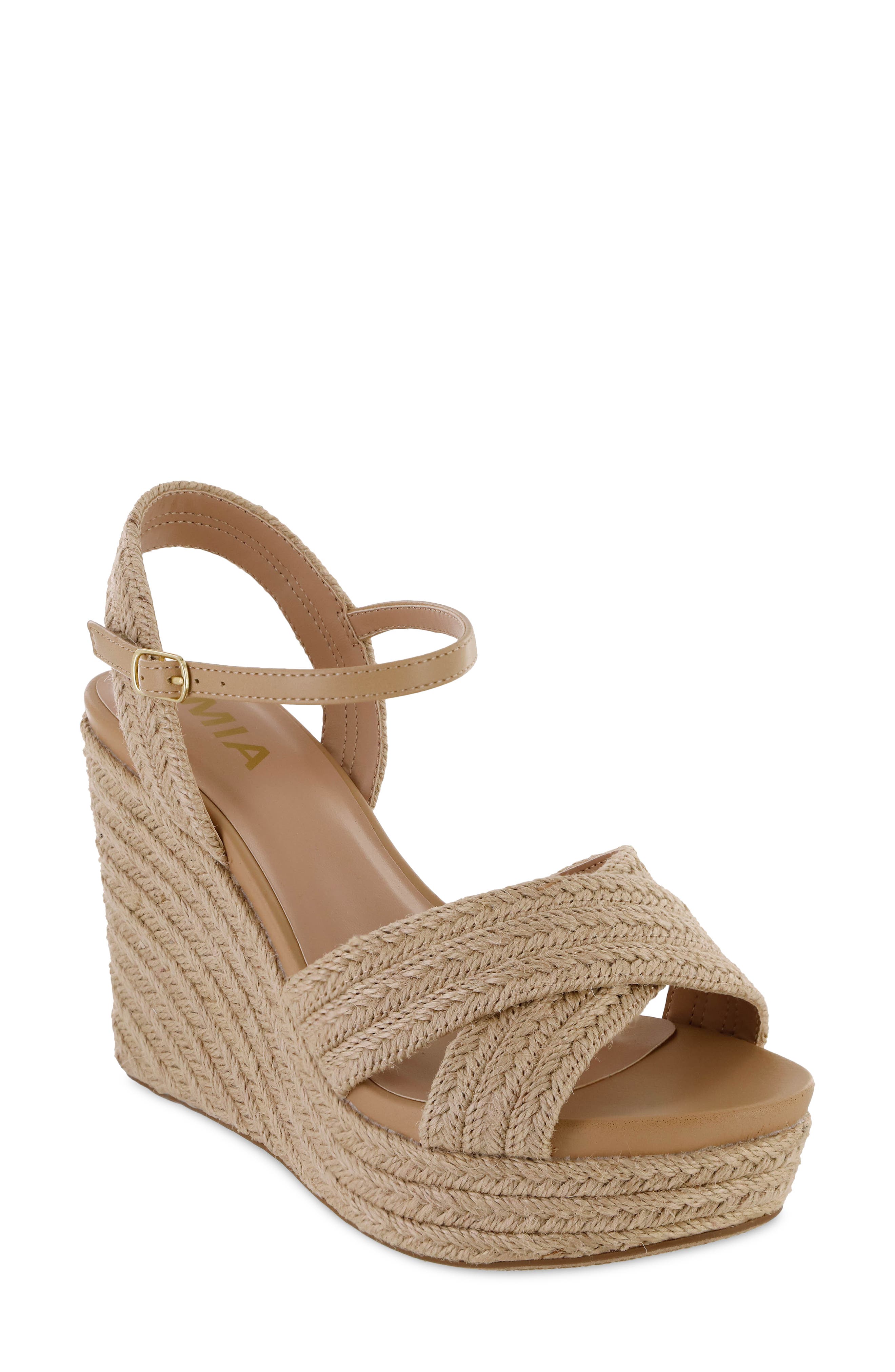 MIA Alouette Wedge Espadrille Sandal, Main, color, Natural Jute