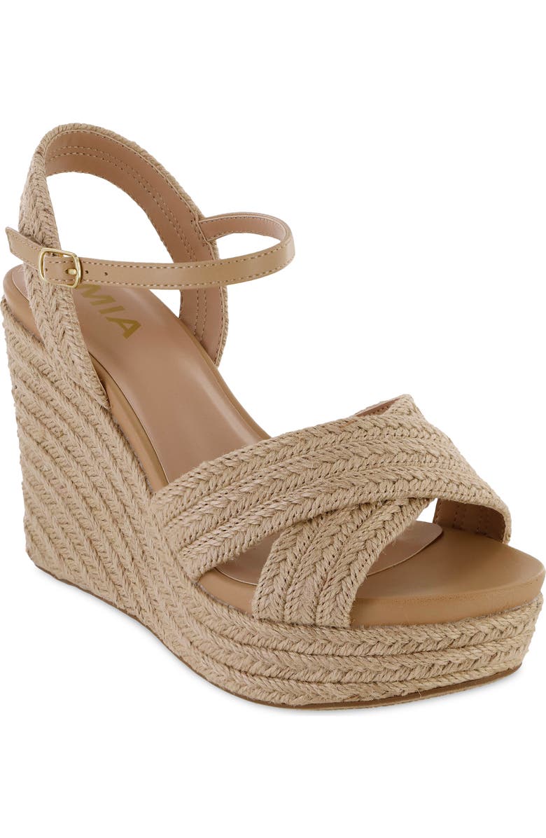 MIA Alouette Wedge Espadrille Sandal, Main, color, Natural Jute