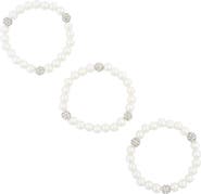 Tasha Crystal Ball Imitation Pearl Stretch Bracelet Set