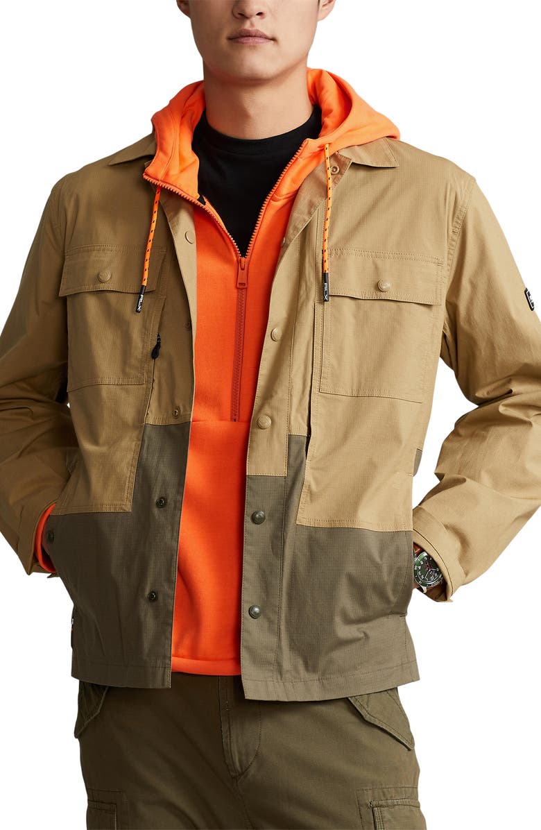 Polo Ralph Lauren James Reversible Ripstop Quilted Shirt Jacket, Main, color, Khaki Drab