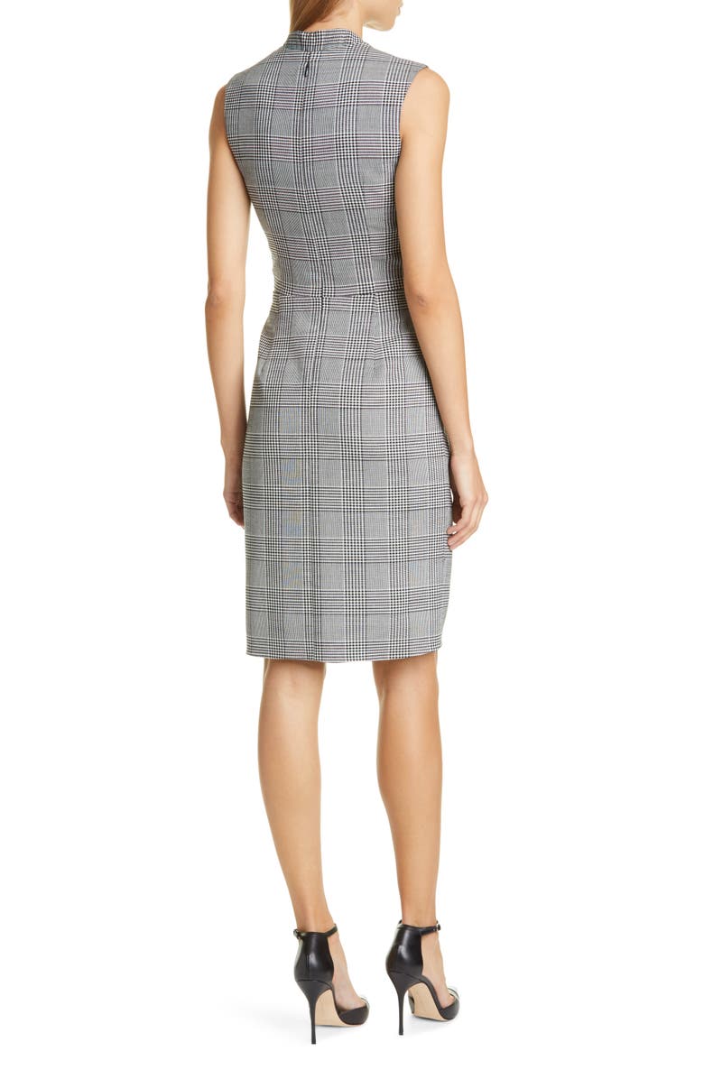 Adam Lippes Glen Plaid Drape Waist Sheath Dress, Alternate, color, 