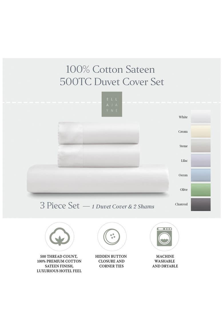 500 Thread Count Cotton Duvet Cover & Sham Set, Alternate, color, WHITE