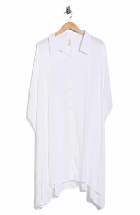 BOHO ME Button Front Sharkbite Hem Cover-Up Tunic
