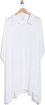 BOHO ME Button Front Sharkbite Hem Cover-Up Tunic