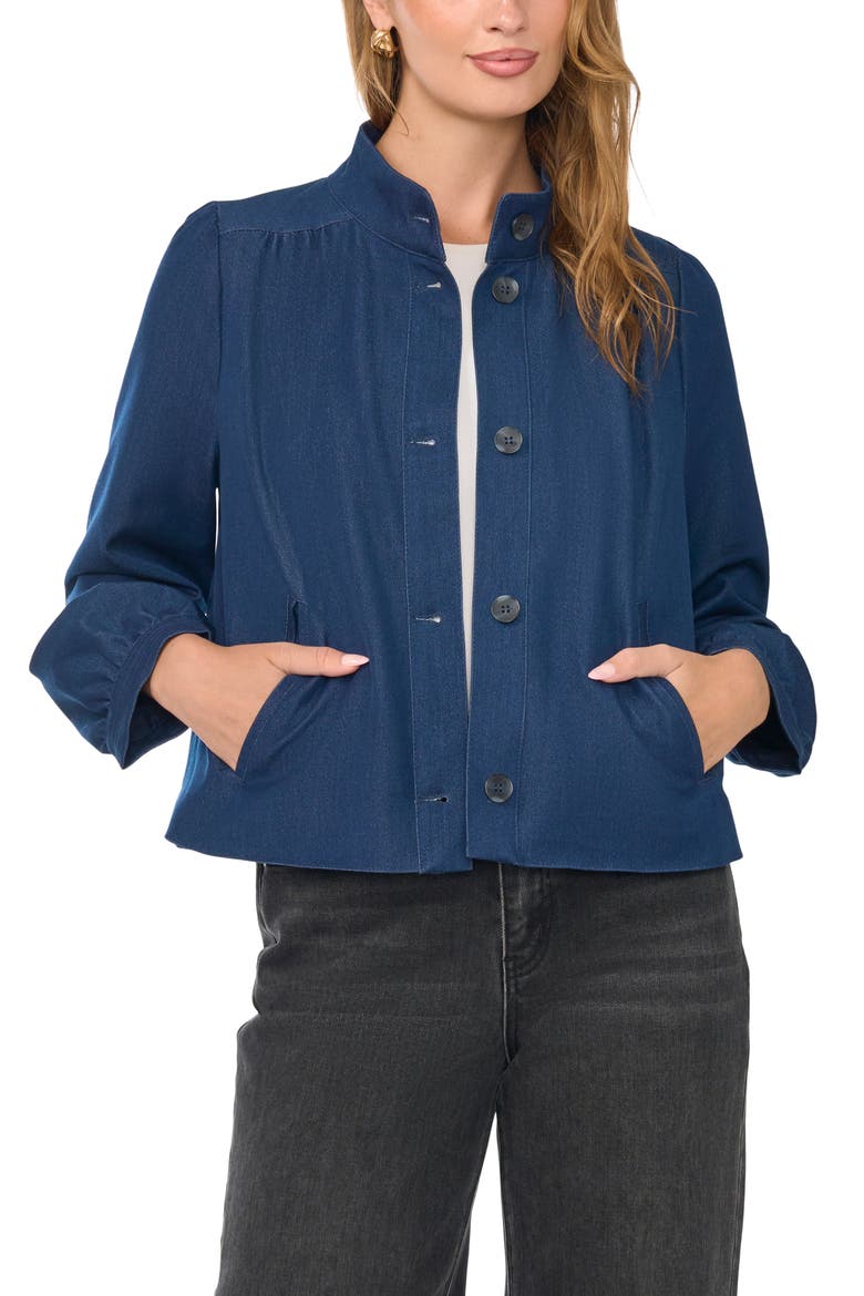 Funnel Neck Bubble Jacket, Alternate, color, INDIGO