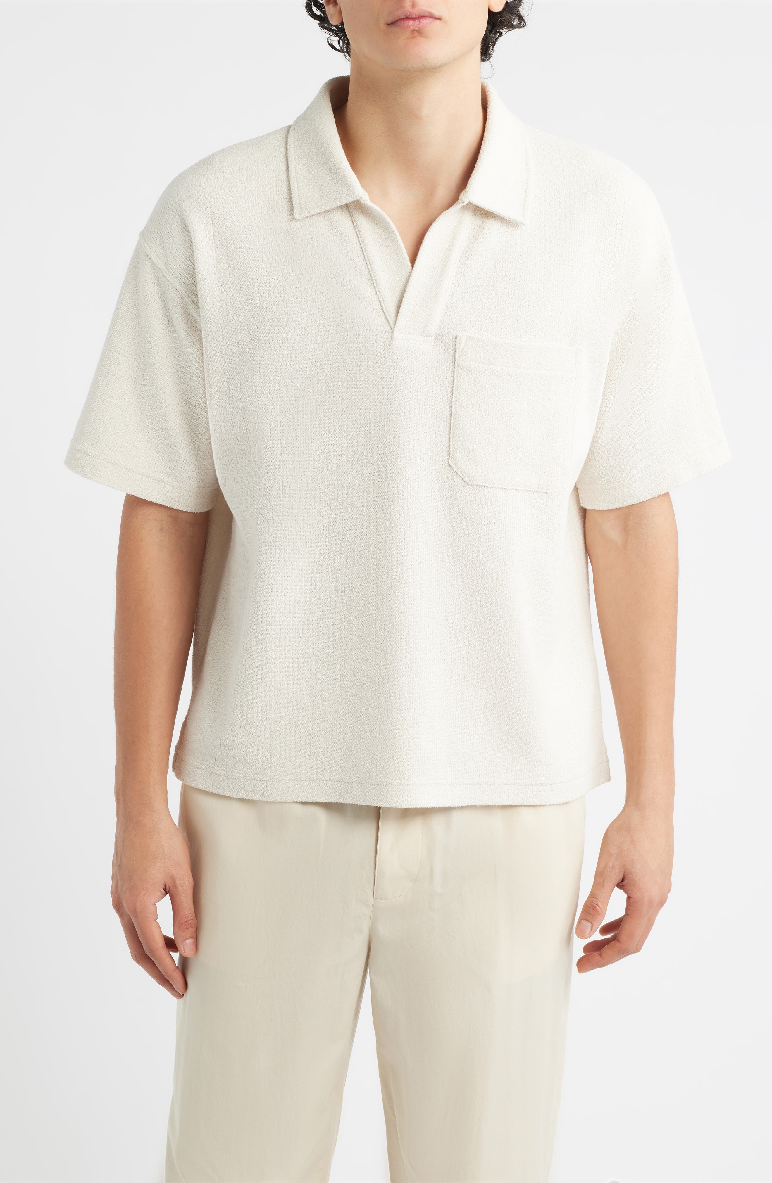 Textured Cotton Blend Polo