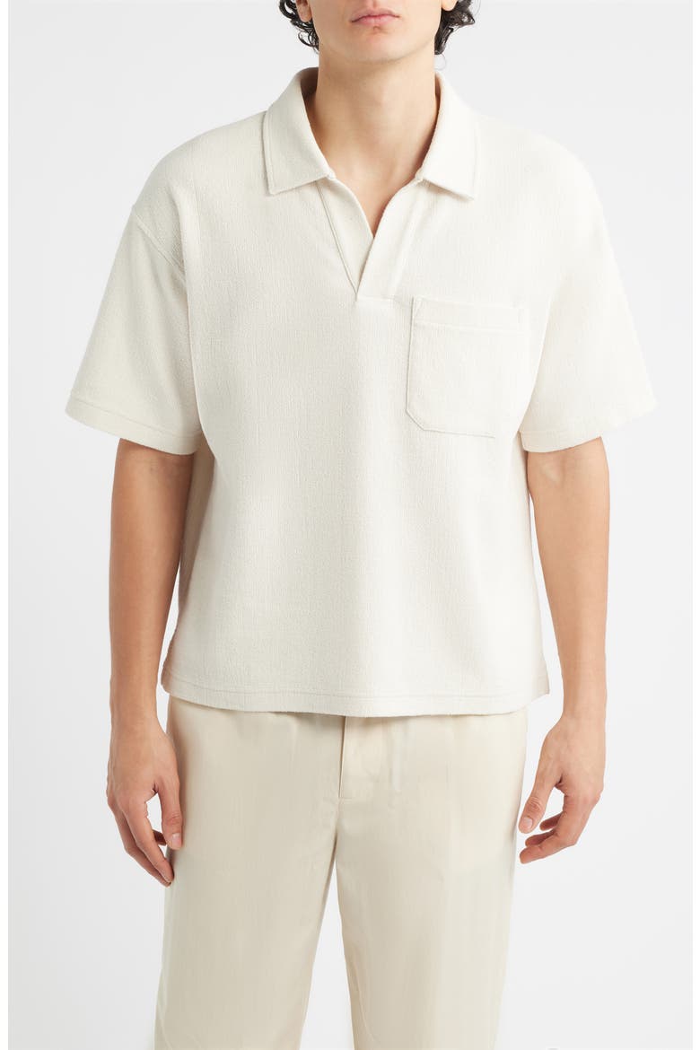 Textured Cotton Blend Polo, Main, color, LIGHT STONE