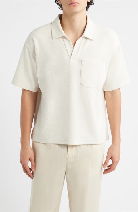 Textured Cotton Blend Polo