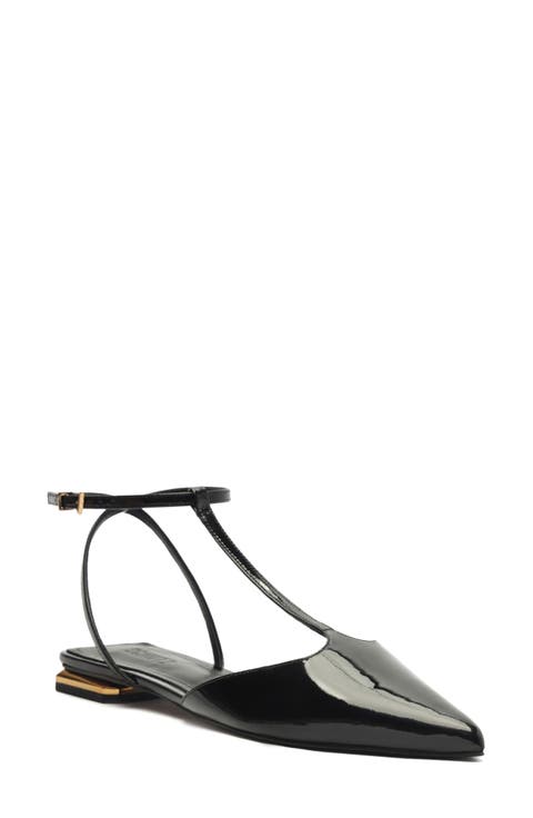 Allure Pointed Toe T-Strap Flat (Women)