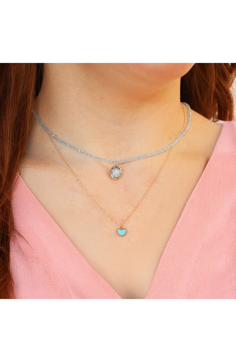 The Lovery Fine Jewelry Blue Topaz Bead Bezel Necklace, Alternate, color, Blue Topaz