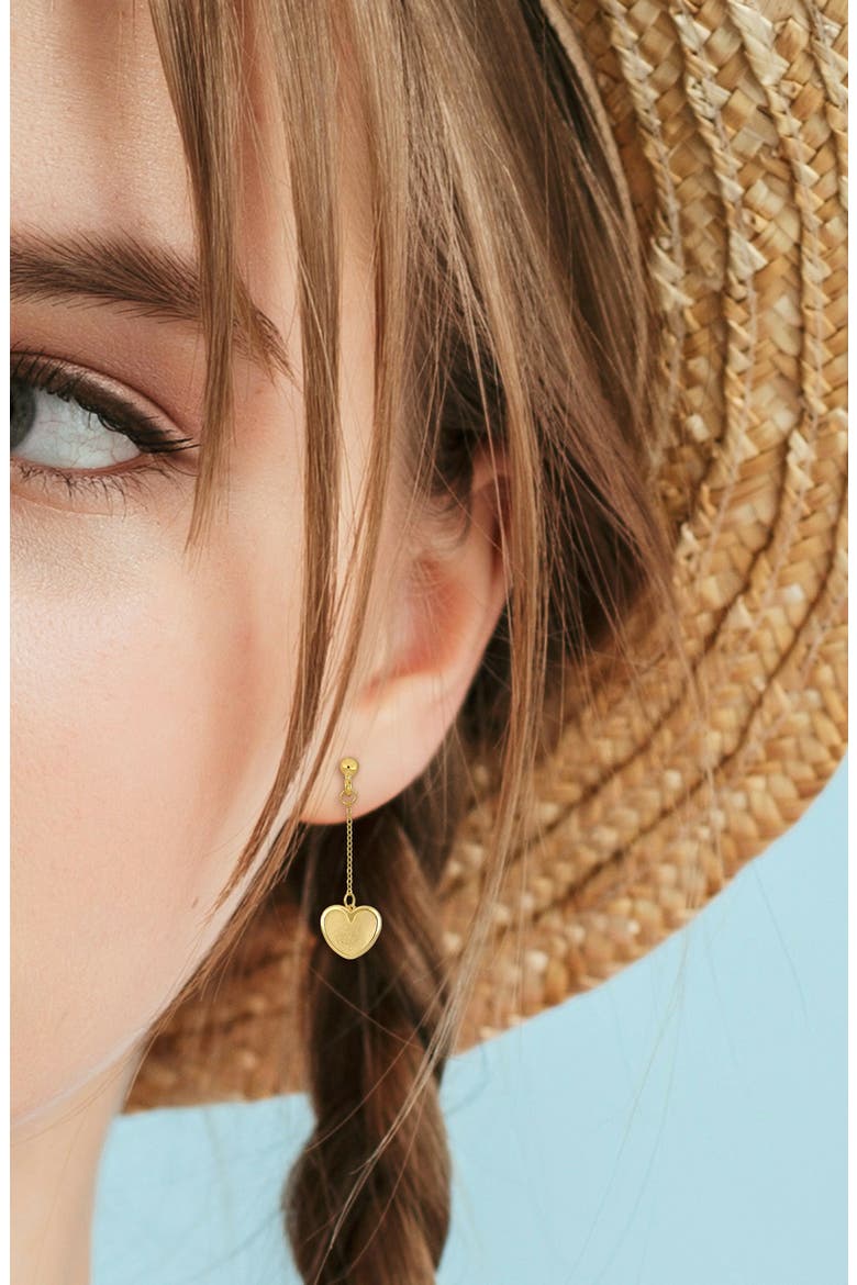 Heart Drop Earrings, Alternate, color, GOLD
