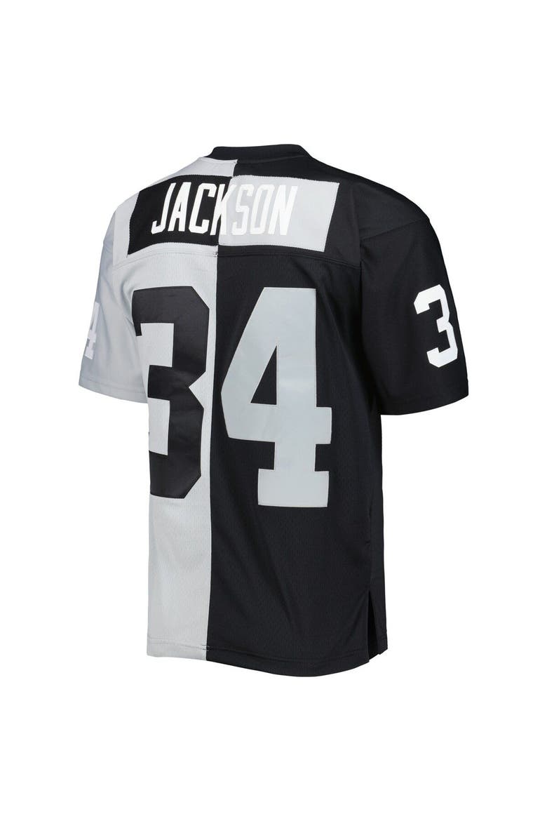 Men's Mitchell & Ness Bo Jackson Black/Silver Las Vegas Raiders 1988 Split Legacy Replica Jersey, Alternate, color, Black