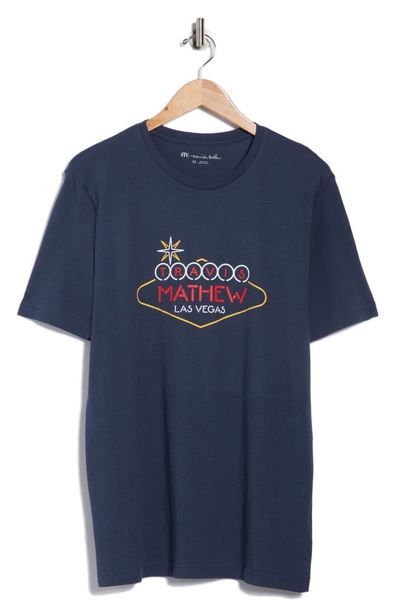 TravisMathew LA to Vegas Graphic T-Shirt, Alternate, color, Mood Indigo