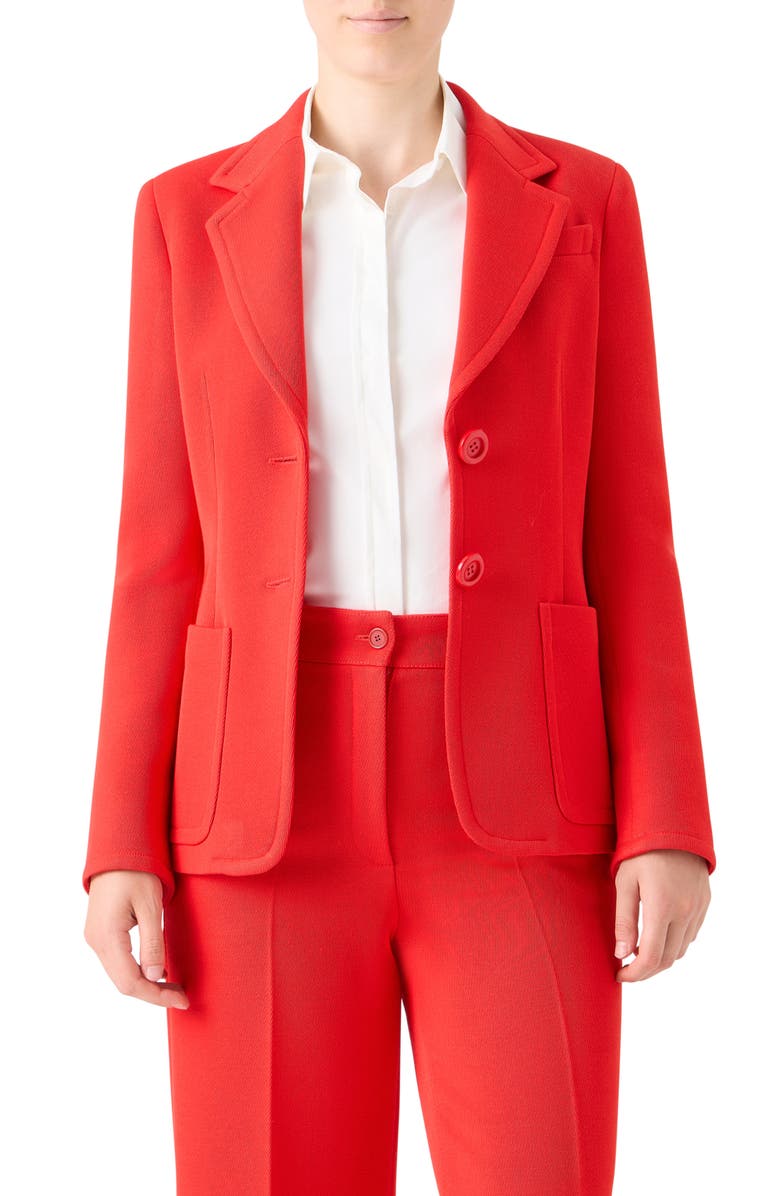 Akris punto Wool Garbardine Blazer, Main, color, Bright Red