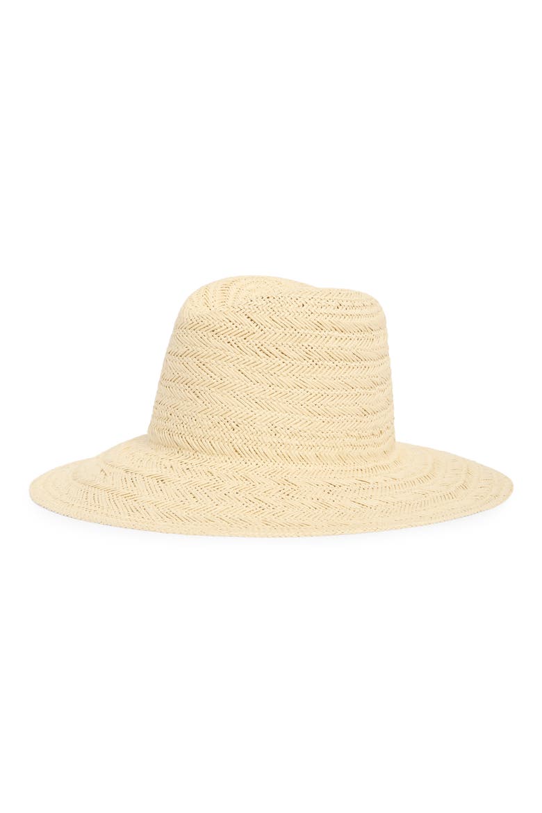 Herringbone Weave Panama Hat, Main, color, OFF WHITE
