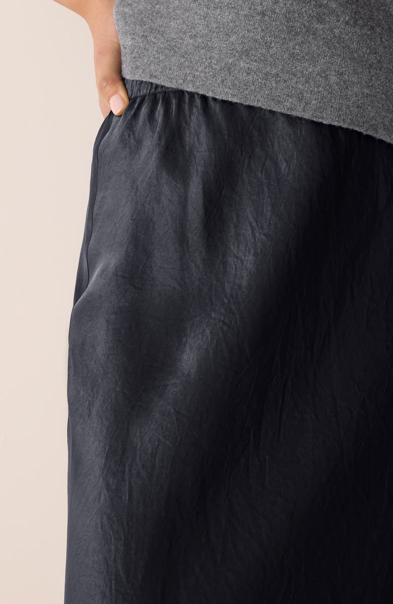 Eileen Fisher Crinkle Satin Bias Skirt, Alternate, color, Graphite