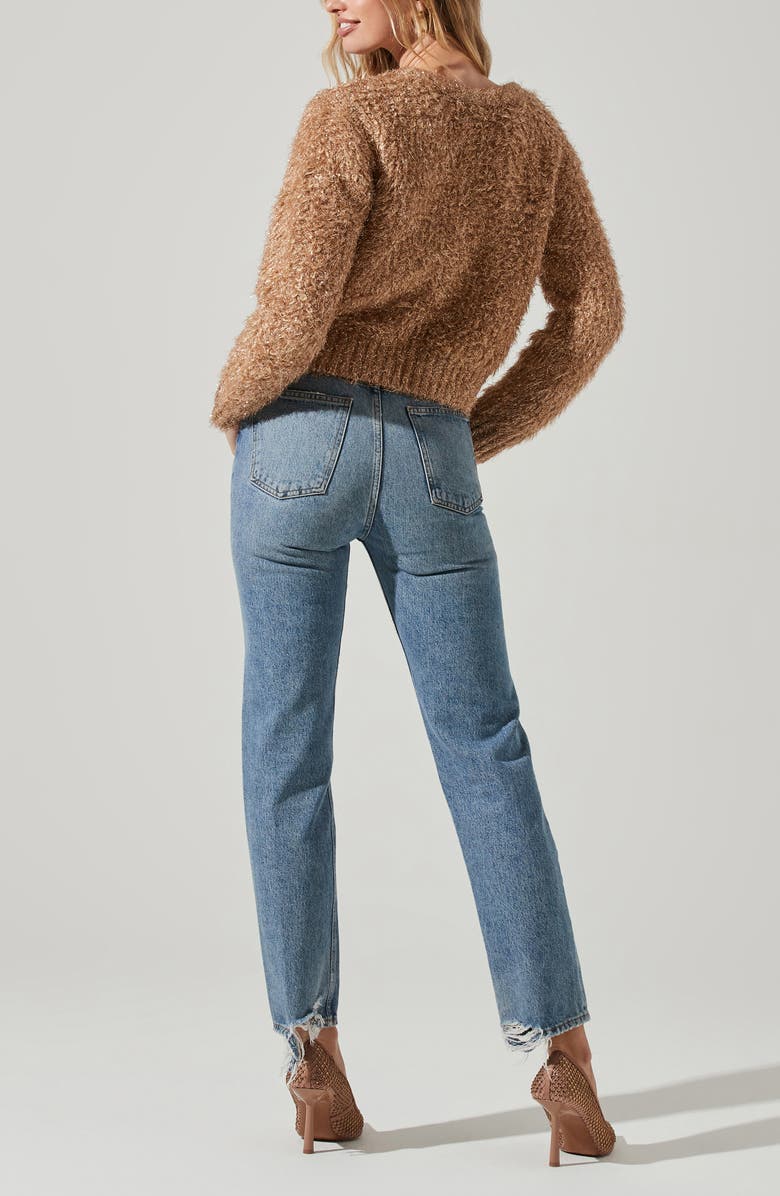 ASTR the Label Alma Metallic Bouclé Crop Sweater, Alternate, color, Taupe Gold