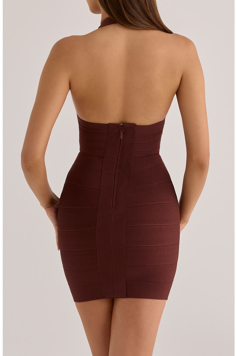 The Plunge Bandage Halter Minidress, Alternate, color, CHOCOLATE BROWN