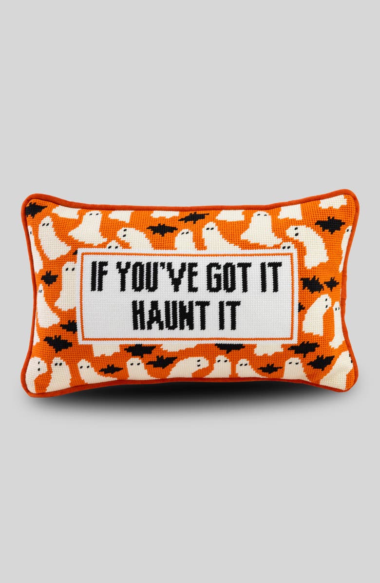 Furbish Needlepoint Pillow, Main, color, Haunt It