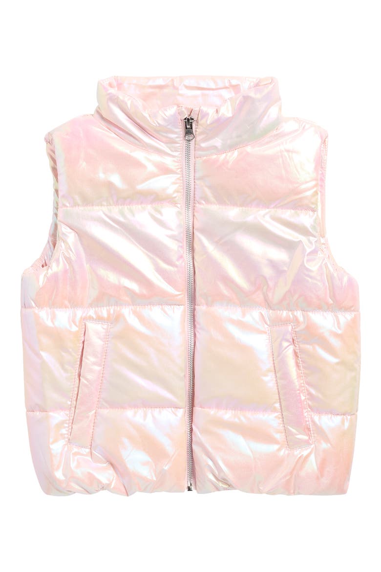 Kids' Metallic Puffer Vest, Main, color, IRIDESCENT PINK