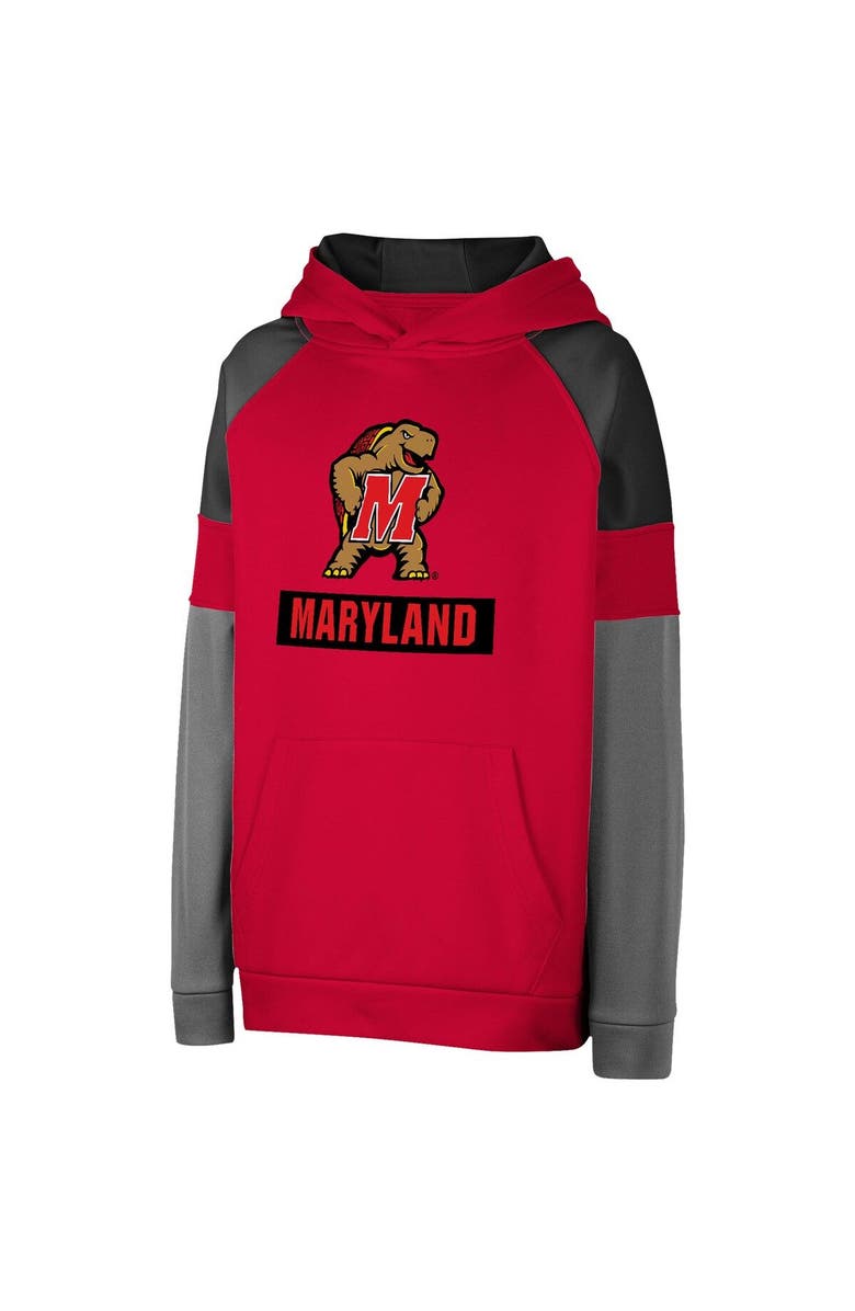 COLOSSEUM Youth Colosseum Red Maryland Terrapins Colorblocked Raglan Pullover Hoodie, Alternate, color, 