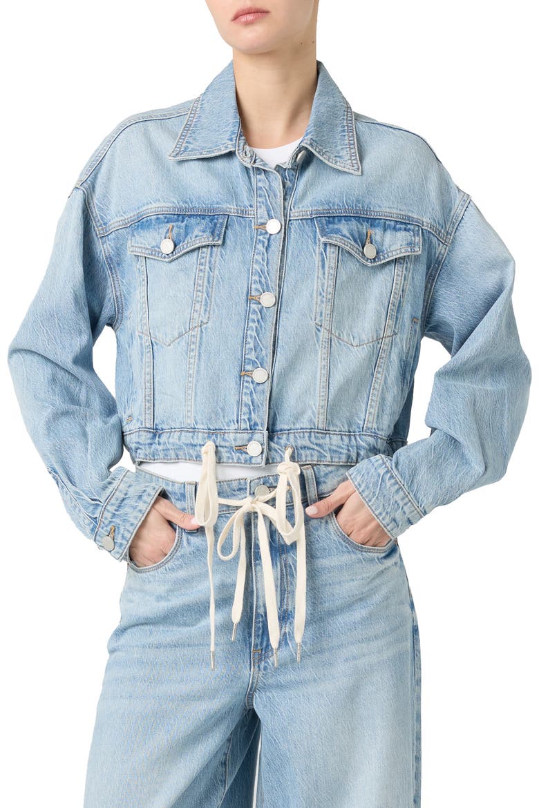 Crop Denim Jacket, Main, color, FEELING GOOD