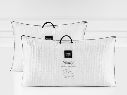 Togas Viento Camel Wool Silk Pillow In White