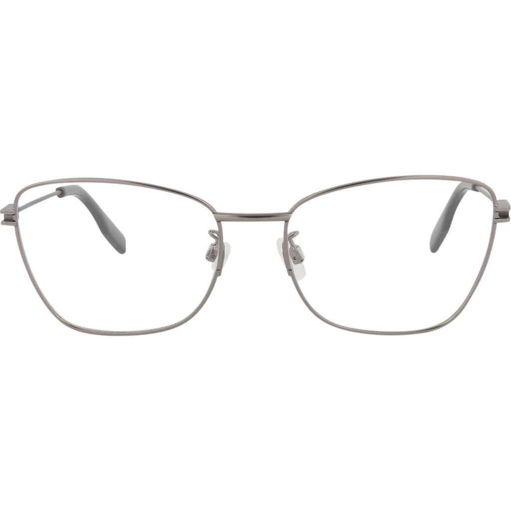 Alexander Mcqueen Mcqueen 55mm Cat Eye Optical Glasses In Ruthenium Transparent