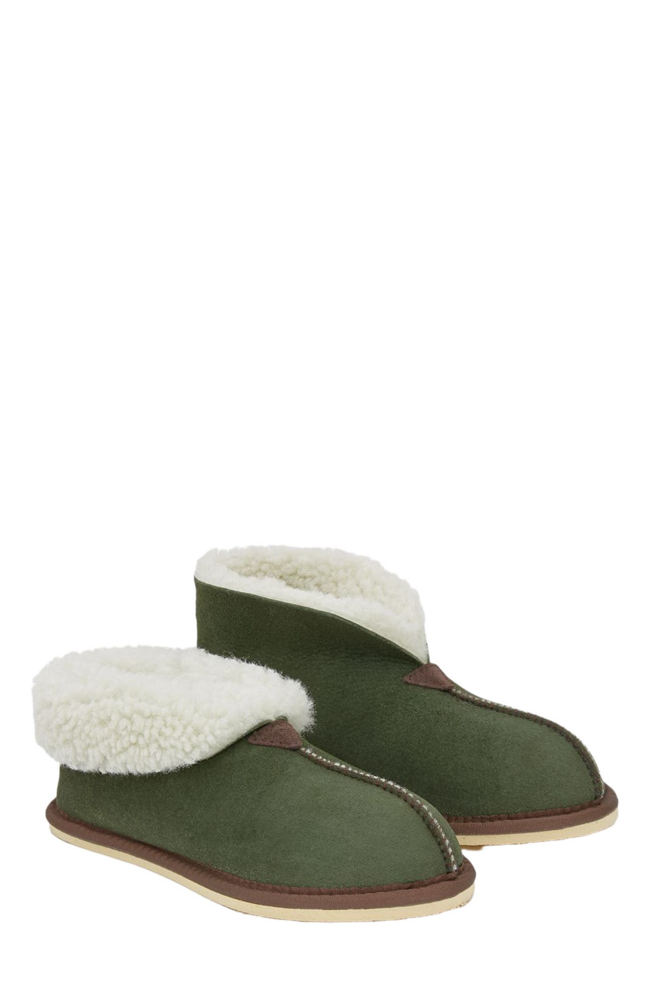 Celtic & Co. Ladies' Shearling Bootee Slippers, Main, color, Moss