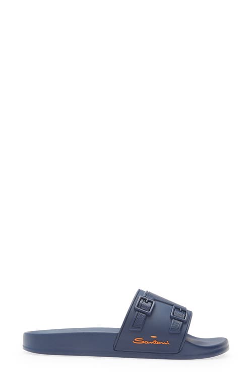 Santoni Men's Edison-tpuu59 Slip On Pool Slide Sandals In Navy