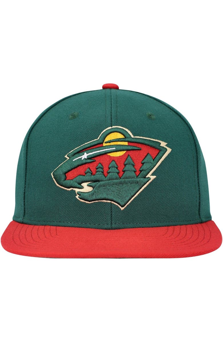 Mitchell & Ness Men's Mitchell & Ness Green Minnesota Wild Core Team Ground 2.0 Snapback Hat, Alternate, color, Green