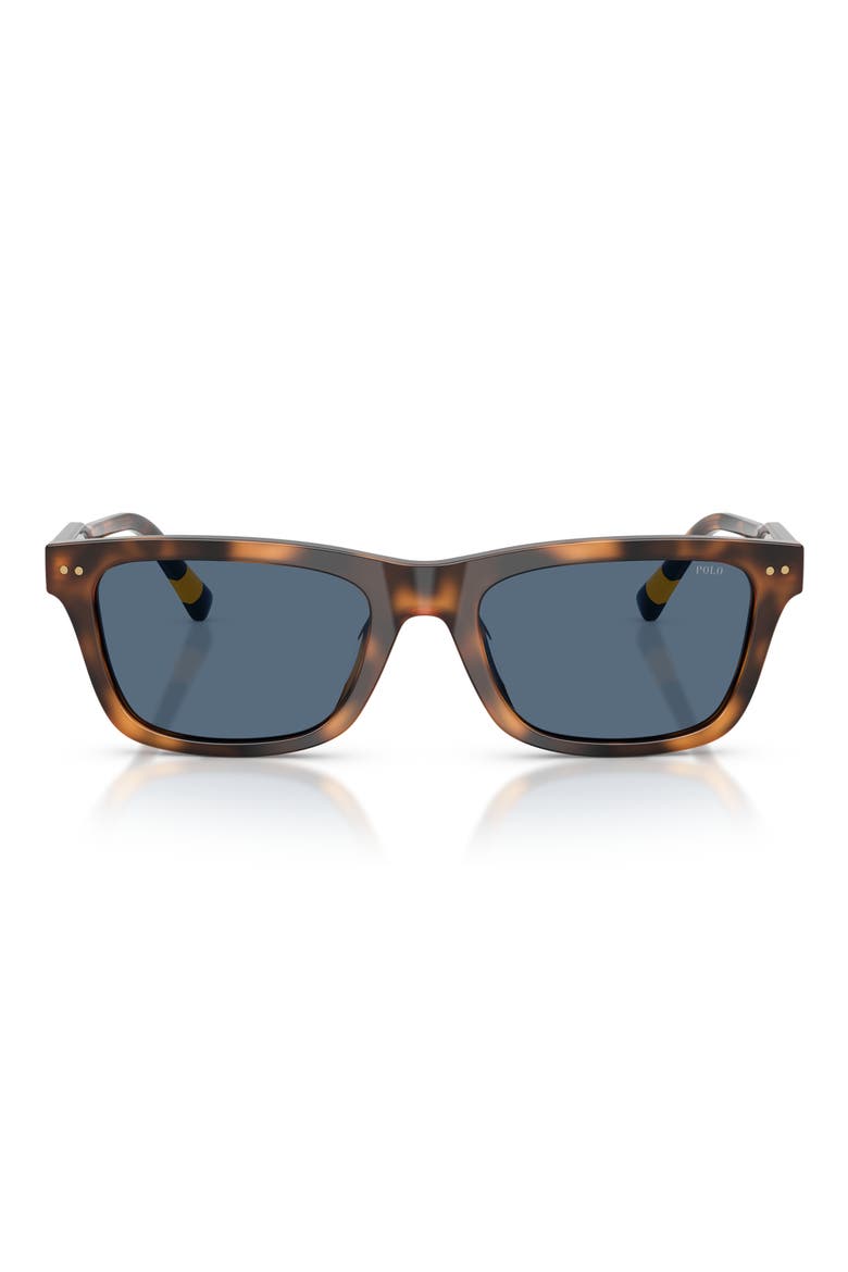 54mm Pillow Sunglasses, Main, color, SHINY RED HAVANA / DARK BLUE