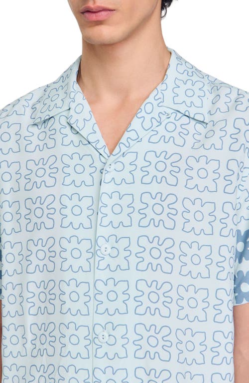 Sandro Floral Motif Shirt In Blue Sky