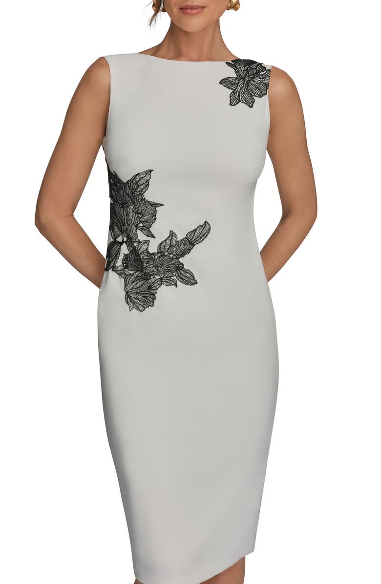 Donna Karan New York Embroidered Sheath Dress, Alternate, color, Cream/ Black