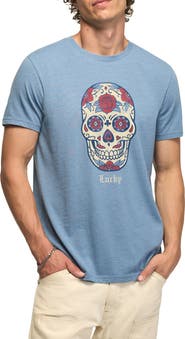 Lucky Brand Sugar Skull Cotton Blend Graphic T-Shirt