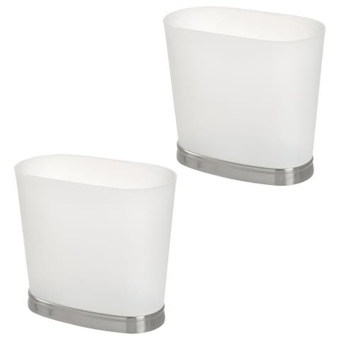 Small Oval Bathroom Trash Can - Set of 2 - Frost/Brushed Nickel