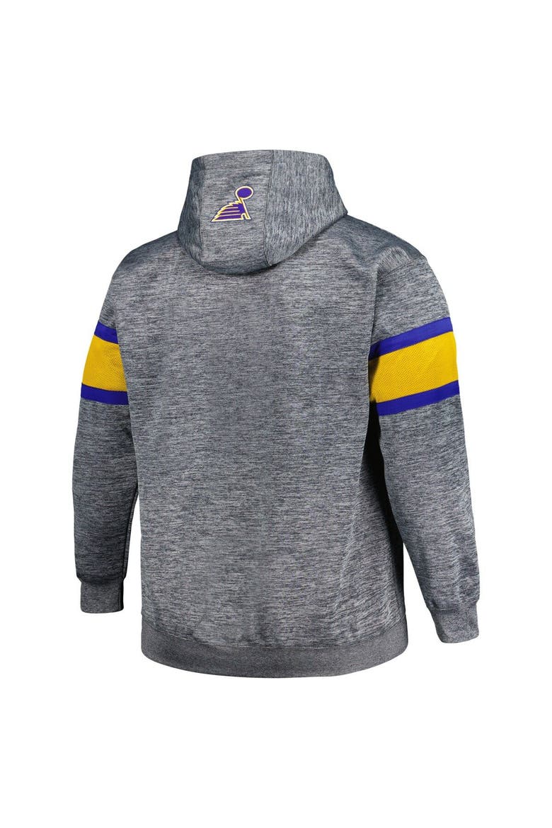 Men's Heather Charcoal St. Louis Blues Big & Tall Stripe Pullover Hoodie, Alternate, color, Heather Charcoal