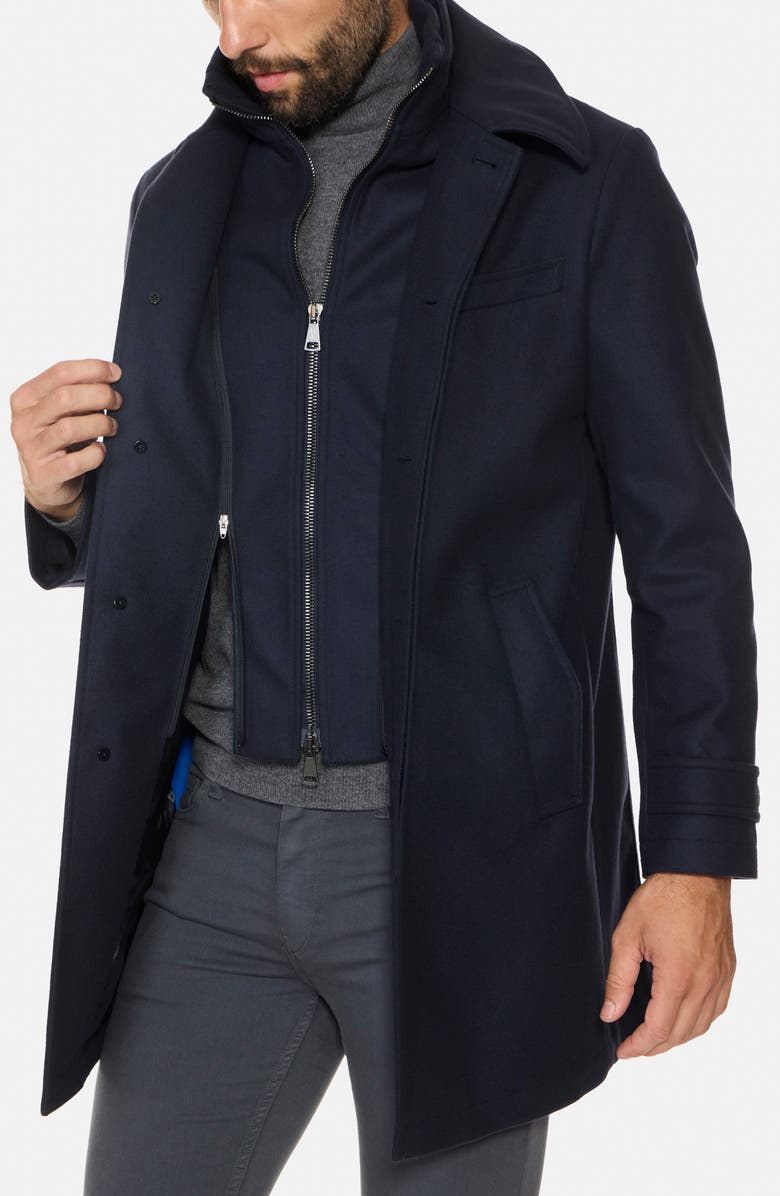 Norwegian Wool Euro Waterproof Wool & Cashmere Blend Coat with Removable Bib, Alternate, color, Navy