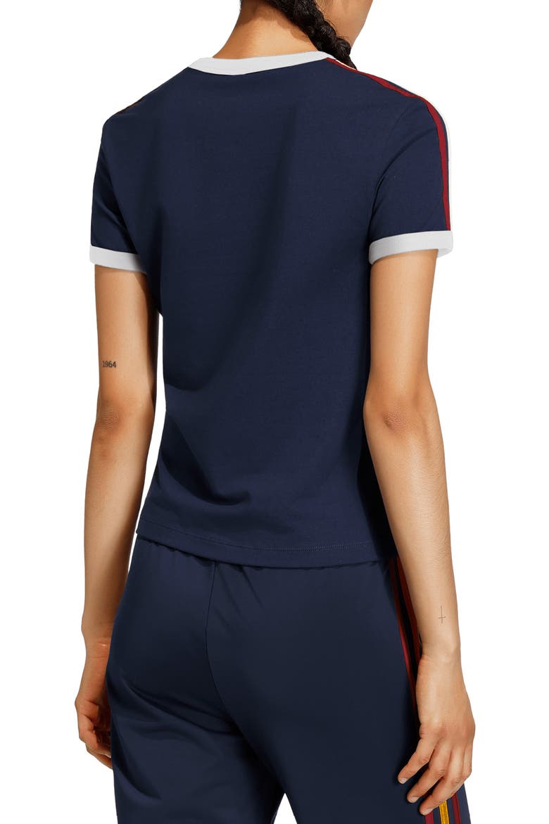 3-Stripes Slim Fit T-Shirt, Alternate, color, NIGHT INDIGO/ SCARLET/ WHITE