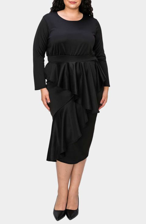 Alexandra Ruffle Bracelet Sleeve Body-Con Dress (Plus)