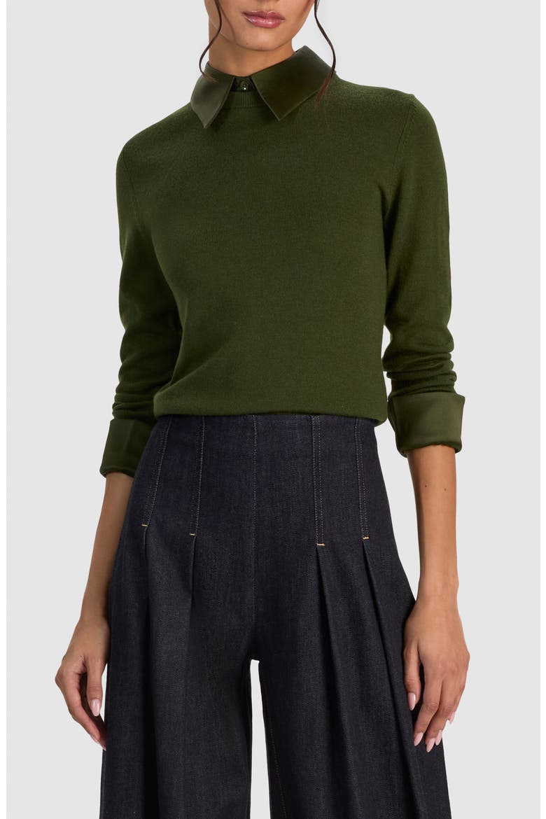 Porla Collared Sweater, Main, color, DARK FERN