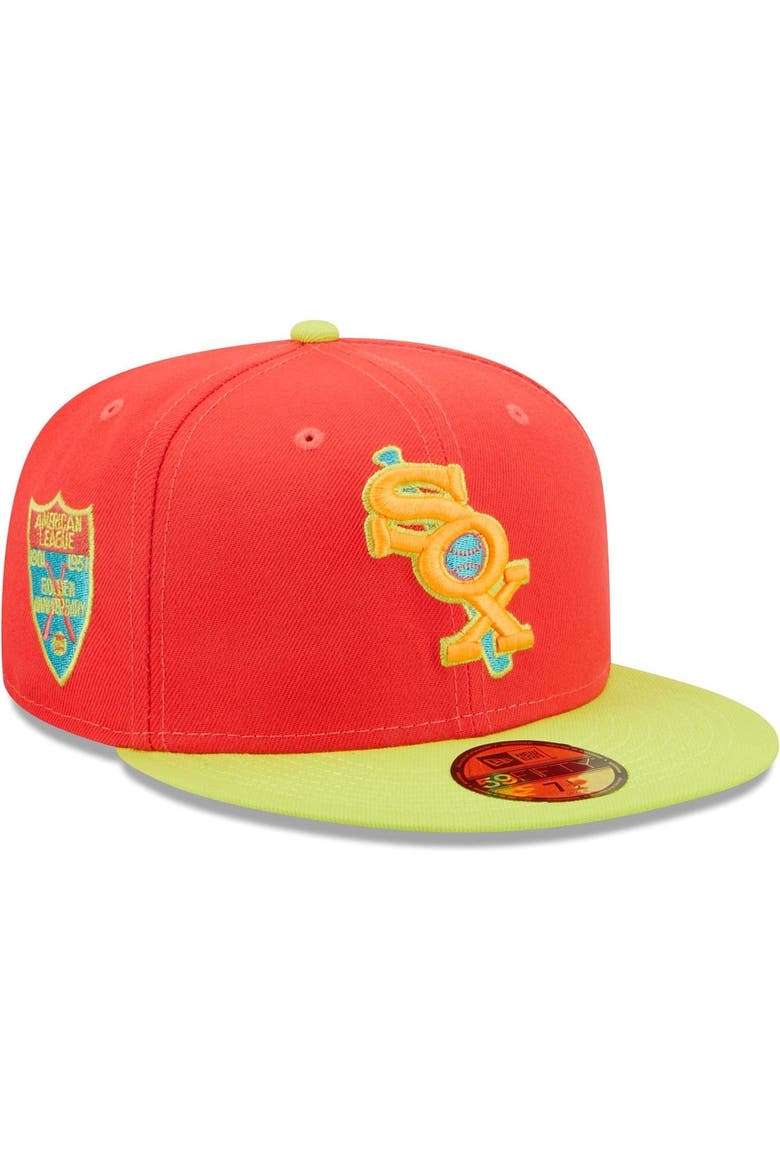 Men's New Era Red/Neon Green Chicago White Sox   Lava Highlighter Combo 59FIFTY Fitted Hat, Main, color, Red