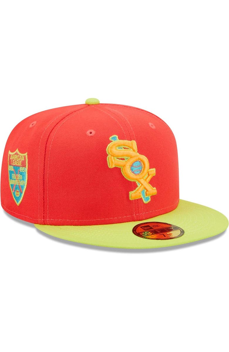 New Era Men's New Era Red/Neon Green Chicago White Sox Lava Highlighter Combo 59FIFTY Fitted Hat, Main, color, Red
