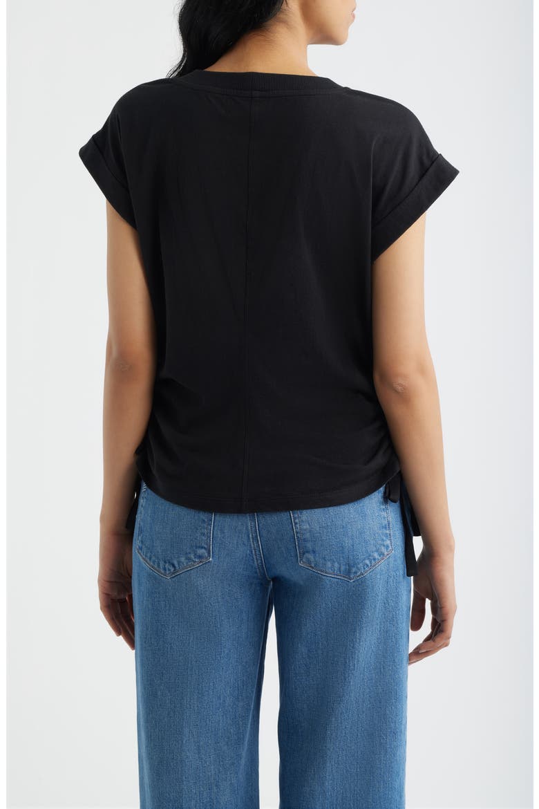 Mixed Media Drawstring T-Shirt, Alternate, color, BLACK