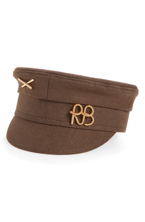 Logo Embellished Canvas Newsboy Cap