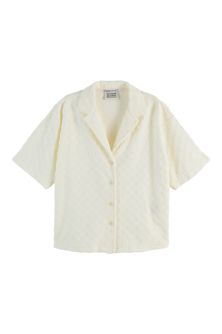 Terry Cloth Camp Shirt, Alternate, color, SOFT ICE
