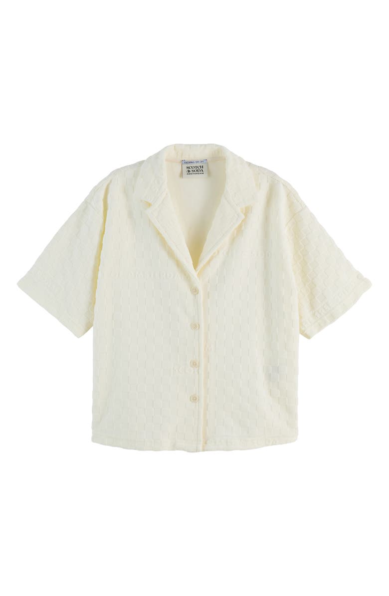 Scotch & Soda Terry Cloth Camp Shirt, Alternate, color, Soft Ice