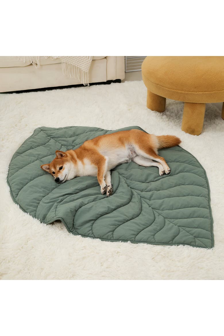 Leaf Shape Pet Blanket, Alternate, color, Elm Green